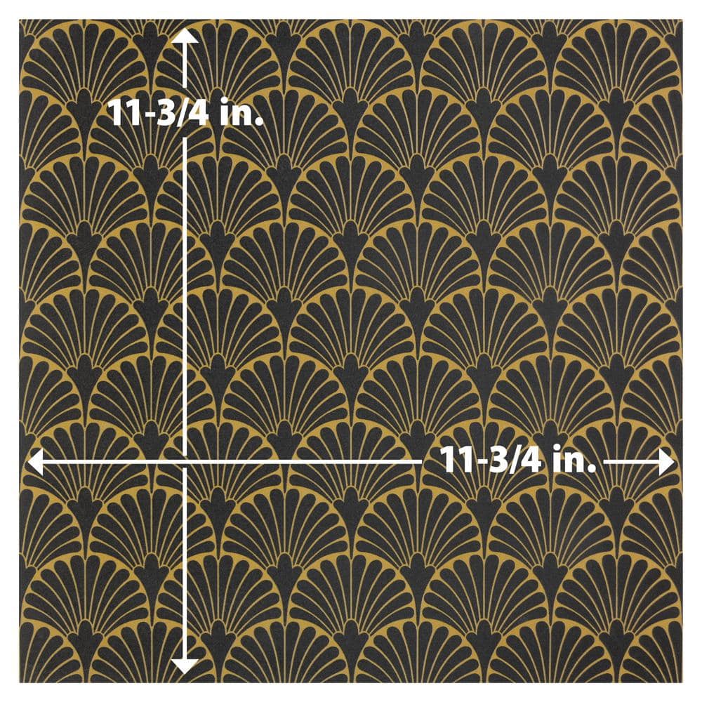 Manhattan Noir 12" x 12" Gold Motif Matte Porcelain Tile