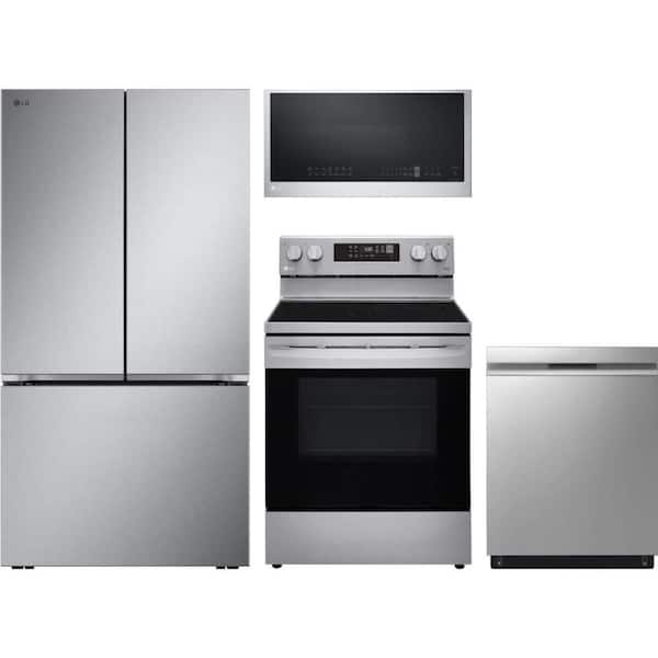 25 cu. ft. Counter-Depth Refrigerator with 5 Element Freestanding Electric Range and Dishwasher with QuadWash