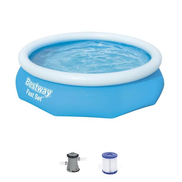 Fast Set 10 ft. x 30 in. D Round Inflatable Pool with 330 GPH Filter Pump
