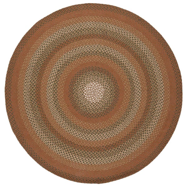 SAFAVIEH Braided Ivory Brown Doormat 3 ft. x 5 ft. Abstract Border Oval Area Rug
