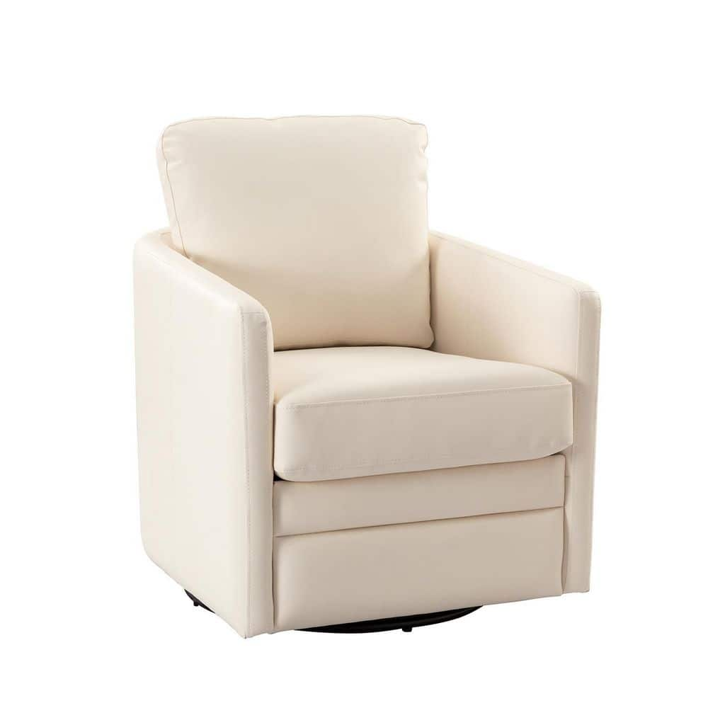 ARTFUL LIVING DESIGN Rosario Ivory Vegan Leather Swivel Accent Chair   Ivory Accent Chairs Knm527 Ivory 64 1000 