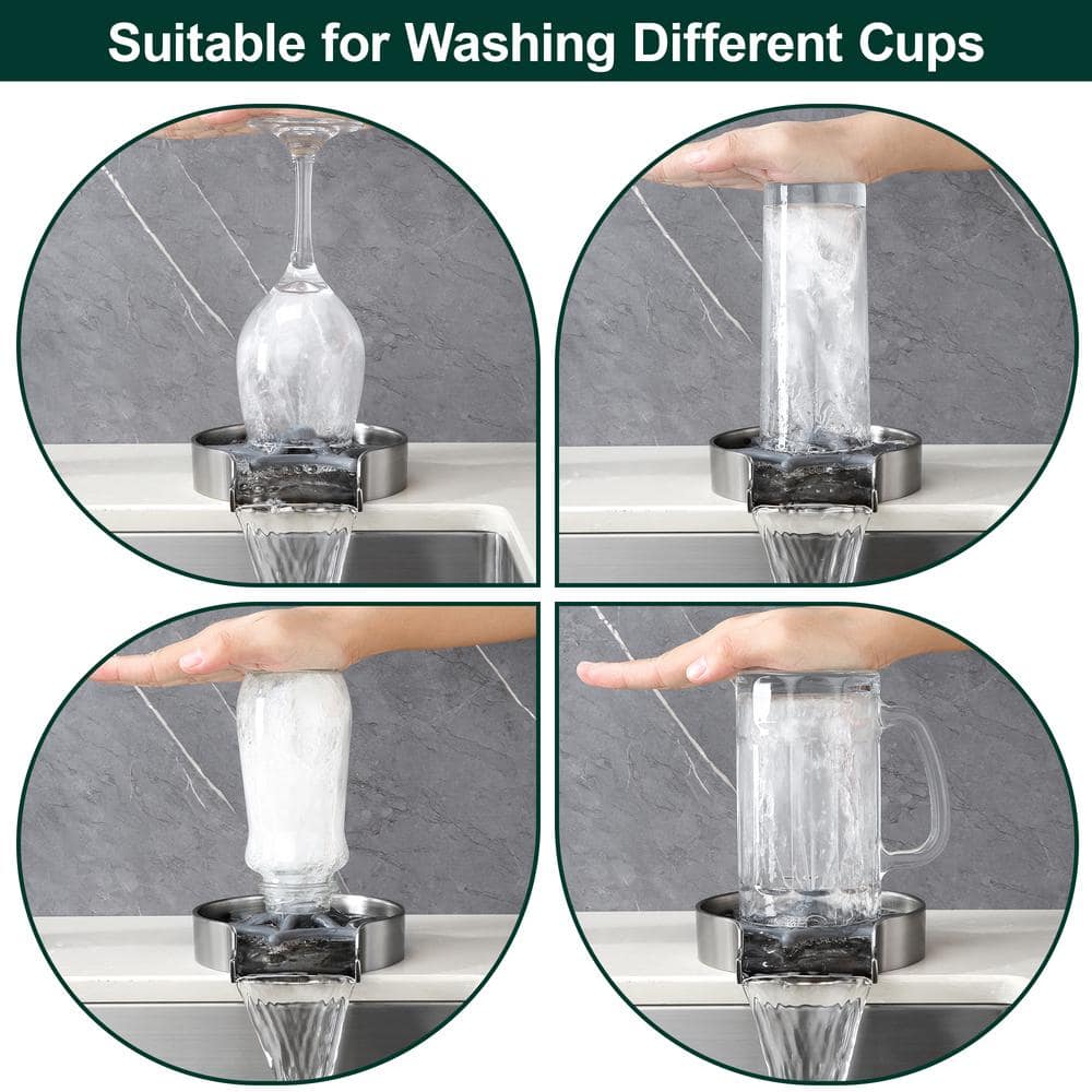 Brushed Nickel Kitchen Sink Glass Rinser with Zinc Alloy Tray