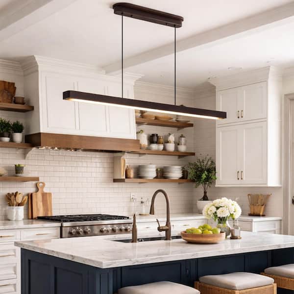 chandelierデスク MODERN HABITAT 51 in. Integrated LED Walnut Wood Modern Linear