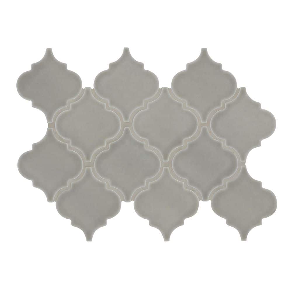 Dove Gray Arabesque 4 in. x 4 in. x 8 mm Glossy Ceramic Mesh-Mounted Mosaic Tile - 4 in. x 4 in. Tile Sample price history on PriceWatchPro