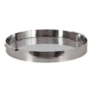Samana 17 in. W Silver Round Glam Decorative Tray