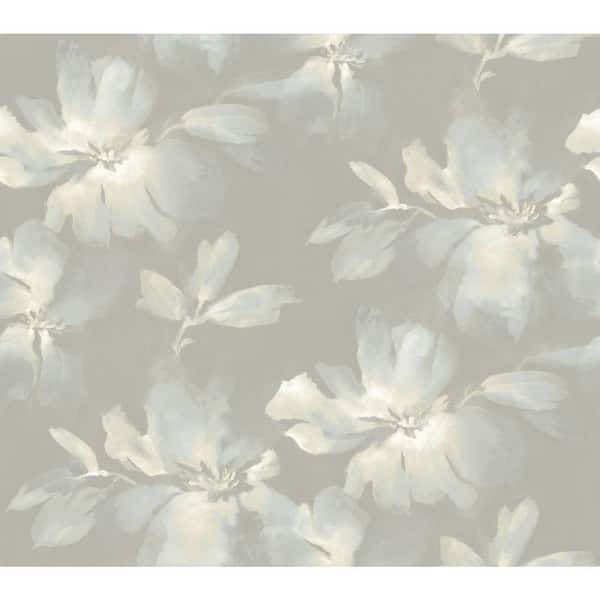 Light Blue and Grey Midnight Blooms Non Woven Premium Peel and Stick Wallpaper Approximate 45 sq. ft.