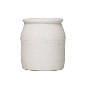 6.3 in. W x 7.09 in. H Distressed Volcano Glaze Coarse Clay Crock Decorative Pots