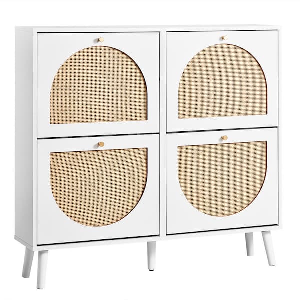 38. 58in. H x 41. 34in. W White MDF Shoe Storage Cabinet