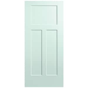 36 in. x 80 in. 3-Panel Winslow Single Bore Hollow Core Sea Glass Molded Composite Interior Door Slab