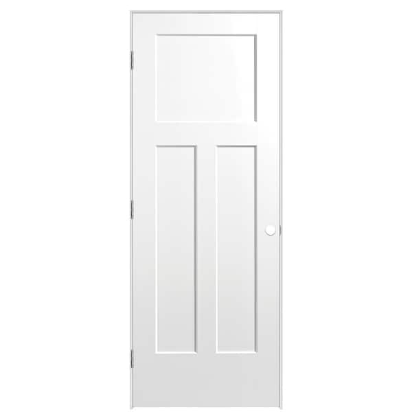 Masonite 30 in. x 80 in. 3-Panel Winslow Right-Hand Solid Core Ultra-Pure White Molded Composite Single Prehung Interior Door