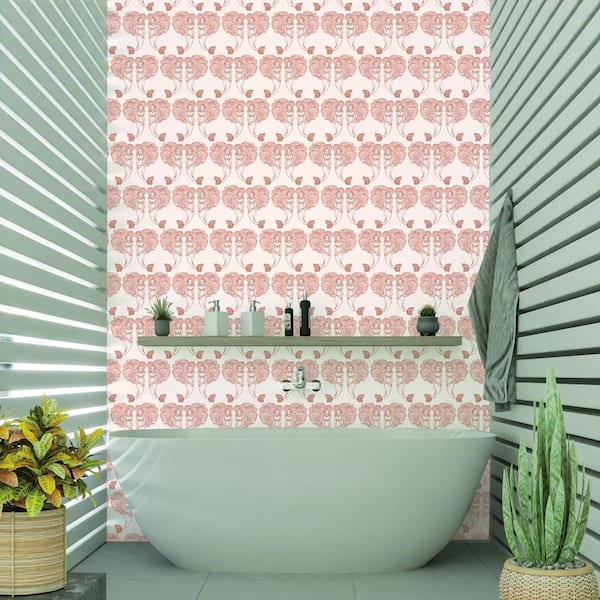 Coral Block Print Mermaids Vinyl Peel and Stick Wallpaper Roll (Covers 28 sq. ft.)