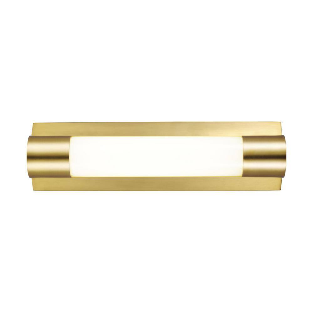 Burnished Brass Cylinder LED Vanity Light with Milk White Glass Shade