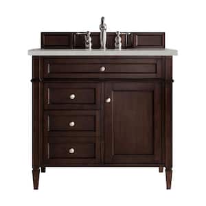 Brittany 36 in. W x 23.5 in. D x 34 in. H Single Bathroom Vanity in Mahogany with Serena Quartz Top