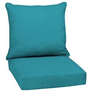 24 in. x 24 in. 2-Piece Deep Seating Outdoor Lounge Chair Cushion in Lake Blue Leala