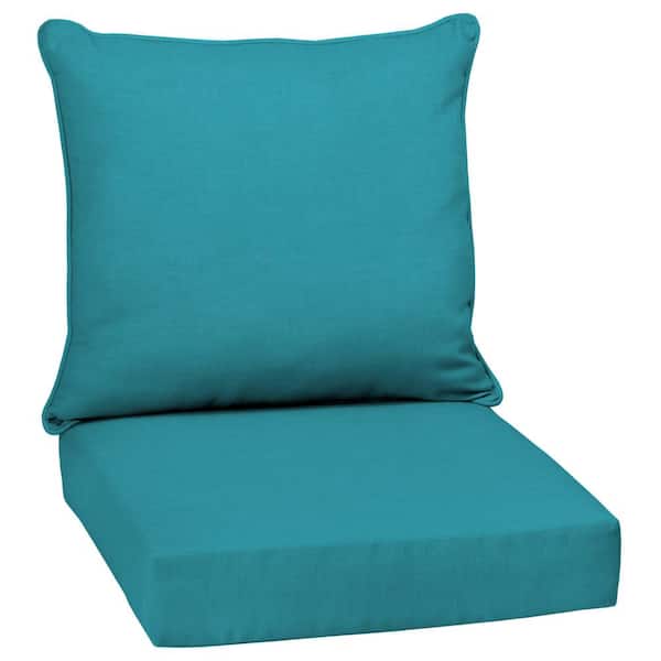 ARDEN SELECTIONS 24 in. x 24 in. 2-Piece Deep Seating Outdoor Lounge Chair Cushion in Lake Blue Leala