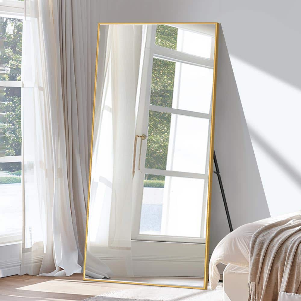 39 in. W x 71 in. H Rectangular Metal Framed Full Length Wall Mirror Free S