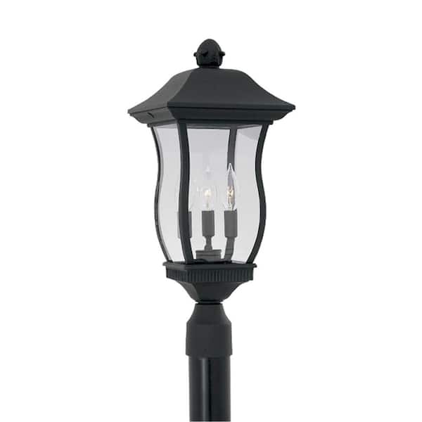 Designers Fountain Chelsea 3-Light Black Cast Aluminum Line Voltage Outdoor Weather Resistant Post Light with No Bulb Included