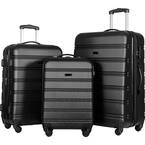 3-Piece Black Hardside Spinner Luggage Set