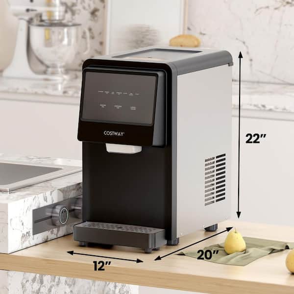 Costway FP10032US-SL Nugget Ice Maker Machine Countertop Chewable Ice Maker  29lb/Day Self-Cleaning