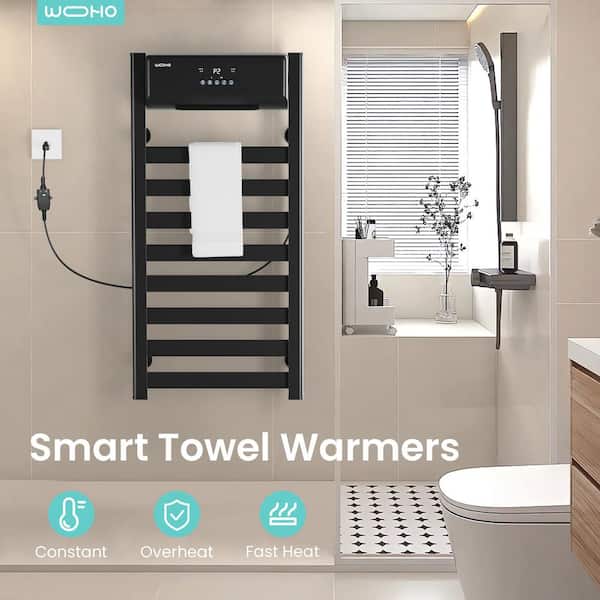 8-Bar Wall Mounted Electric Plug-in Towel Warmer with Space