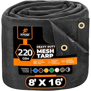 Heavy-Duty Mesh Tarp 8 ft. x 16 ft. Multi-Purpose Black Protective Cover with Air Flow