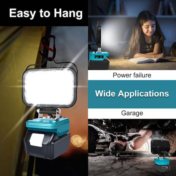 80-Watt LED Work Light 18-Volt 8000 Lumen Portable Floodlight with USB Charging for Job Site and Outdoor Use