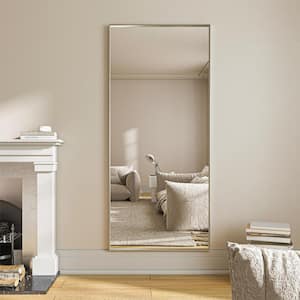 32 in. W x 72 in. H Silver Aluminum Rectangle Framed Tempered Glass Wall-Mounted Full Mirror