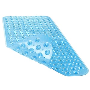 16 in. x 40 in. Non-Slip Bathtub Mat with Suction Cups and Drain Holes in Blue
