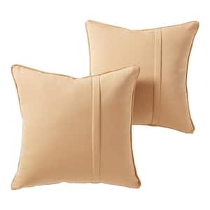 Sunbrella Wheat Square Outdoor Throw Pillow with Pleat (2-Pack)