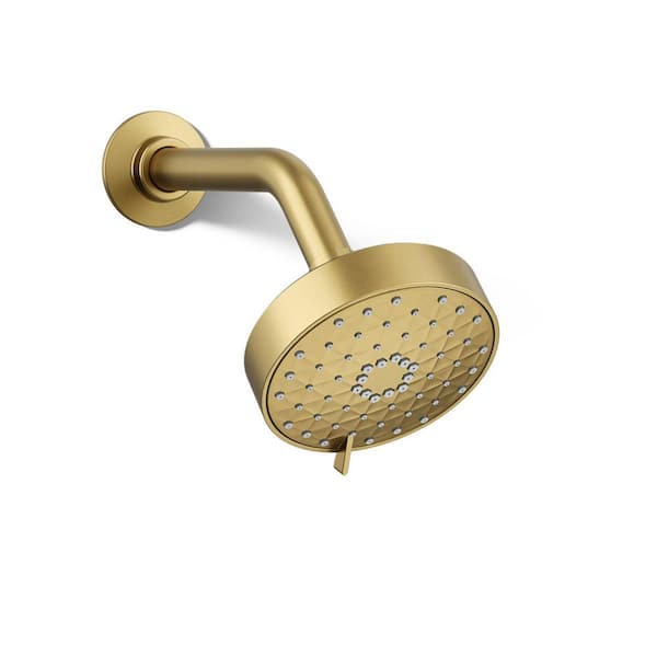 Awaken 3-Spray Patterns 4.31 in. Wall Mount Fixed Shower Head in Vibrant Brushed Moderne Brass