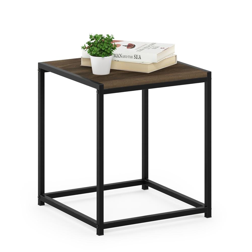 Columbia Walnut Square Wood and Metal End Table