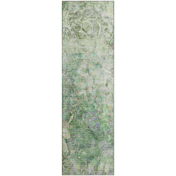 Mayfield Premium Machine Washable Abstract AMF2223 Teal 2 ft. x 7 ft. Runner Rug