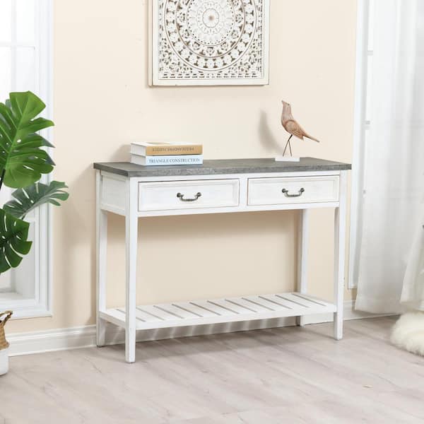 Wood and metal farmhouse deals distressed console table