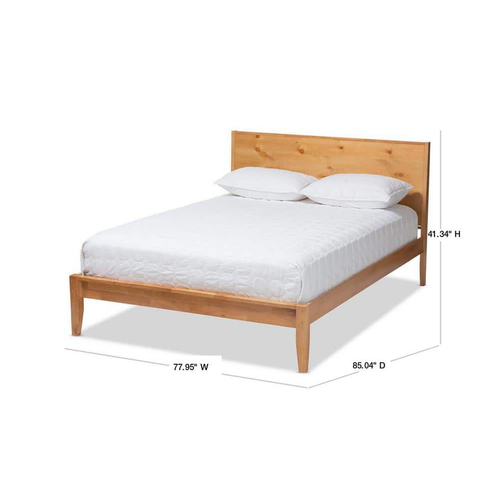 Marana King-Sized Pine Wood Frame Platform Bed with Natural Oak Finish