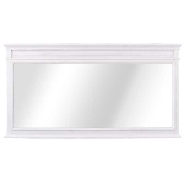 Home Decorators Collection Cailla 60 in. W x 32 in. H Rectangular Wood Framed Wall Bathroom Vanity Mirror in White Wash
