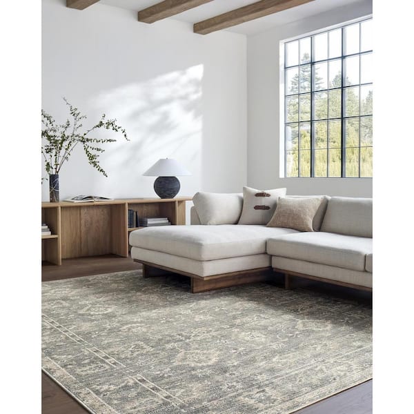 Galey Alix x Livabliss Collins Avenue I Vintage Oushak Area Rug, 6'6 in. x 9' (7' x 9'), Light Grey