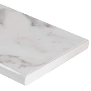Pietra Onyx Statuario Bullnose 3 in. x 18 in. Polished Porcelain Wall Tile  (15 linear ft./Case)