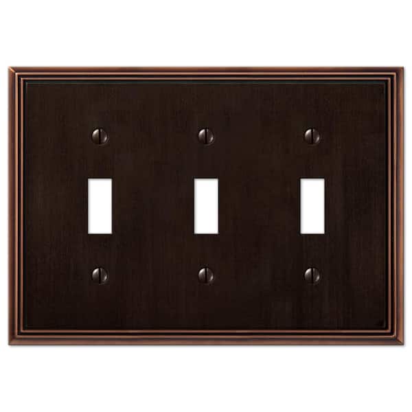 AMERELLE Rhodes 3 Gang Toggle Metal Wall Plate - Aged Bronze