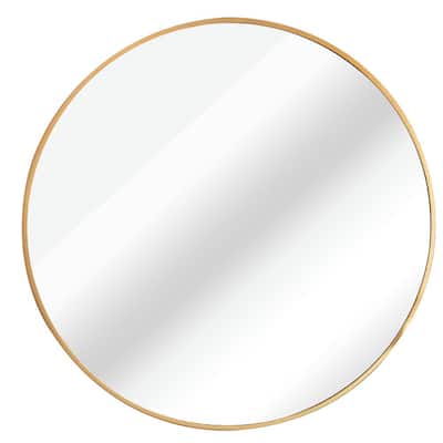 32 in. Gold Round Mirror Large Wall Mounted Circle Mirror Metal Frame for Bathroom, Entry, Dining Room, and Living Room