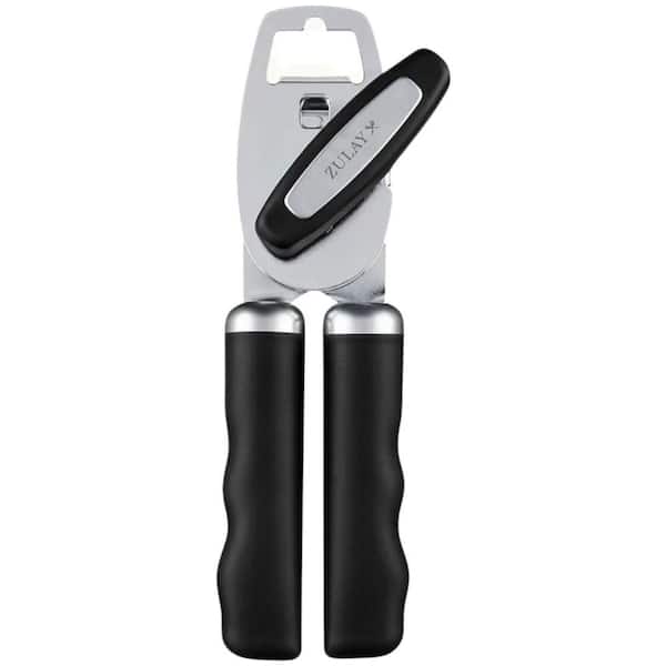 Manual Can Opener with Bottle Opener Rust Resistant Stainless Steel Soft Grip Handles Smooth Turn Handle Kitchen Tool