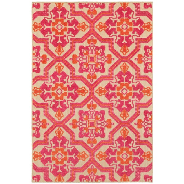 Sarita Strawberry 8 ft. x 11 ft. Outdoor Patio Area Rug