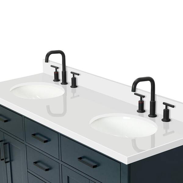 bathroom vanities > Vanities > 61 in. Double Sink  Vanity in Blue Finish and White Quartz and Oval Sink