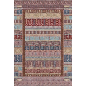 Mayfield Premium Machine Washable Abstract AMF2160 Red 3 ft. x 4 ft. Area Rug