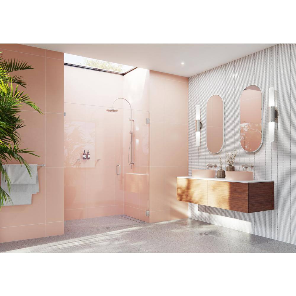 Illume 55.75 in. x 78 in. Frameless Clear Glass Shower Door with Brushed Nickel Hardware