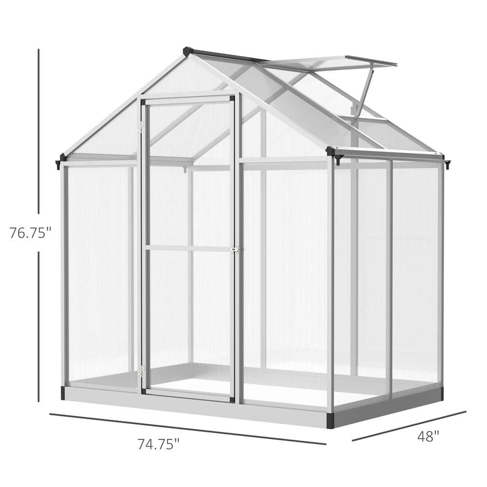 Outsunny 4' x 6' Polycarbonate Walk-In Greenhouse with Roof Vent