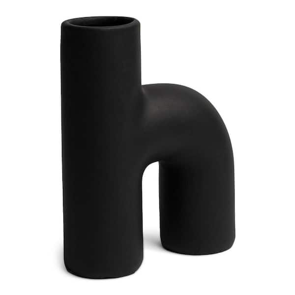 MAVEN LANE Villa Moda Lila Abstract Sculptural Decorative Modern Vase, Black