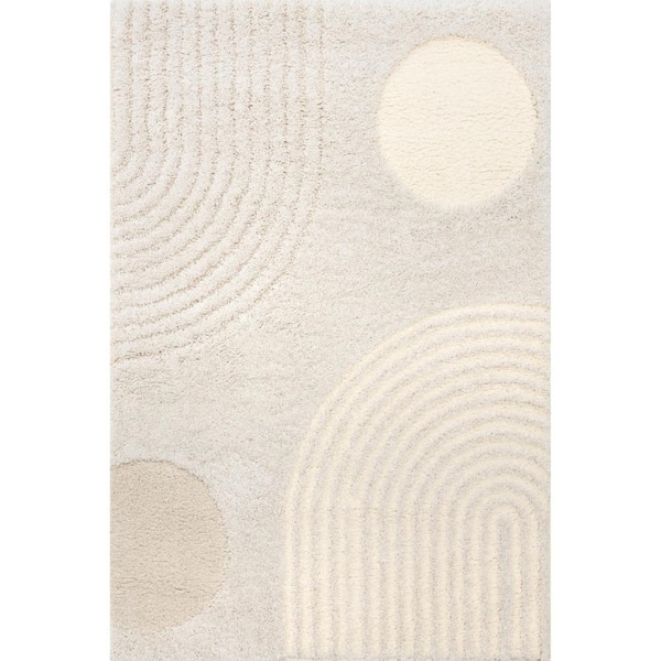 Gloria Abstract Shag Beige 10 ft. x 14 ft. Modern Area Rug