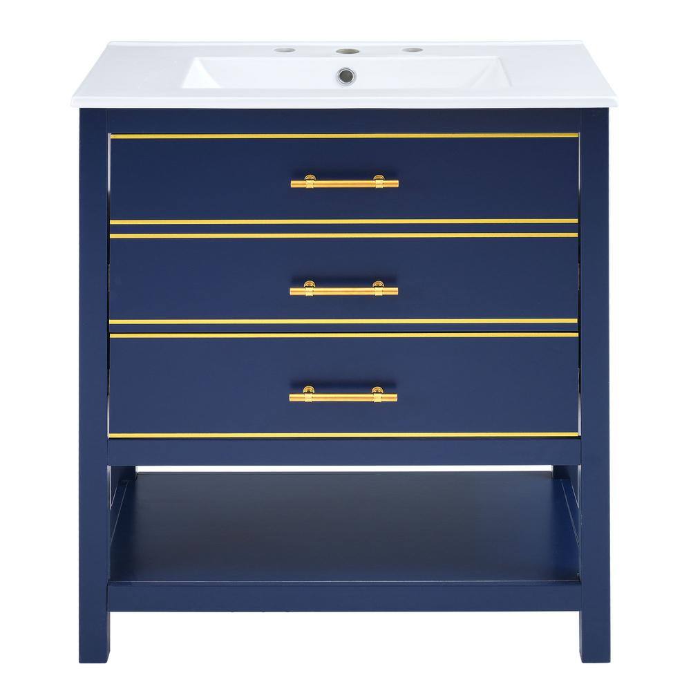 29.9 in. W x 18.3 in. D x 33.7 in. H Bath Vanity Cabinet without Top in Blue price history on PriceWatchPro