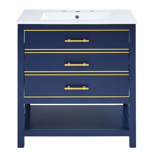 Flynama 29.9 in. W x 18.3 in. D x 33.7 in. H Bath Vanity Cabinet without Top in Blue