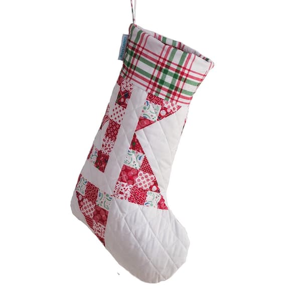 Country Living 17.5 in. Red Polyester Microfiber Angelina Christmas Stocking